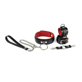 БДСМ Ошейник и наручники из натуральной кожи
